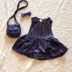 18-Inch Doll  Party Dress Ensemble - Blue, Sequins, Shoulder Purse, Hair Pretty